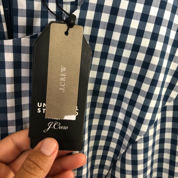 NWT J.Crew Blue White Poplin Drop Casual Dress - Picture 5 of 5
